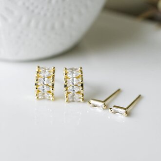 Glee Jewelry Gold plated Duet set fancy gold / clear