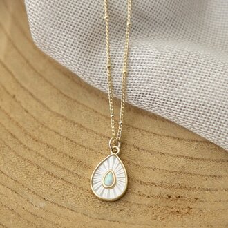 Glee Jewelry Gold plated Dewdrop crystal necklace w. opals