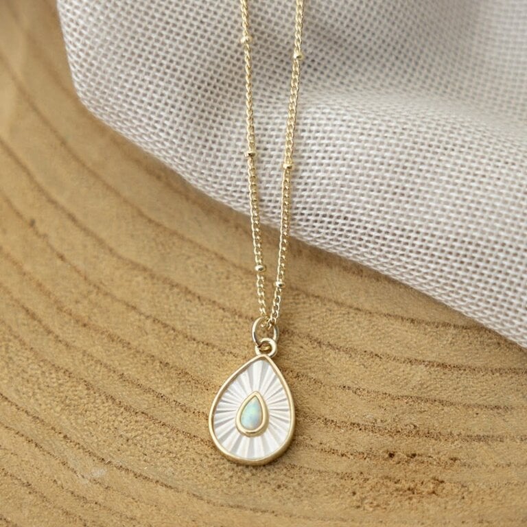 Glee Jewelry Gold plated Dewdrop crystal necklace w. opals