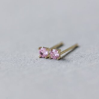 Glee Jewelry Gold plated shimmer stud, pink