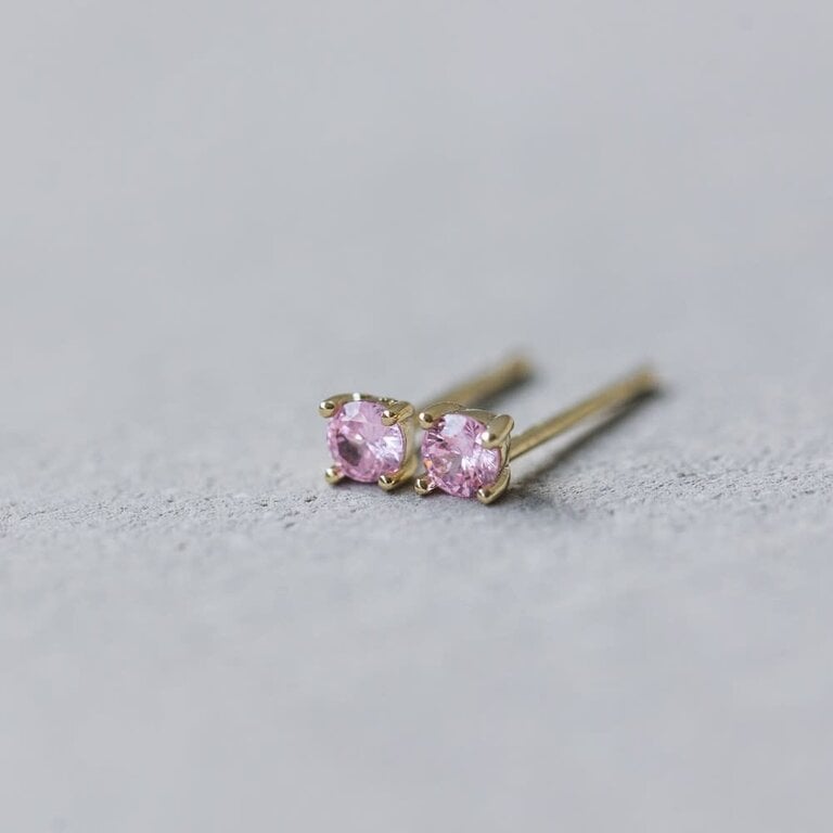 Glee Jewelry Gold plated shimmer stud, pink
