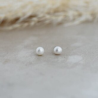 Glee Jewelry Silver plated baby white pearl stud
