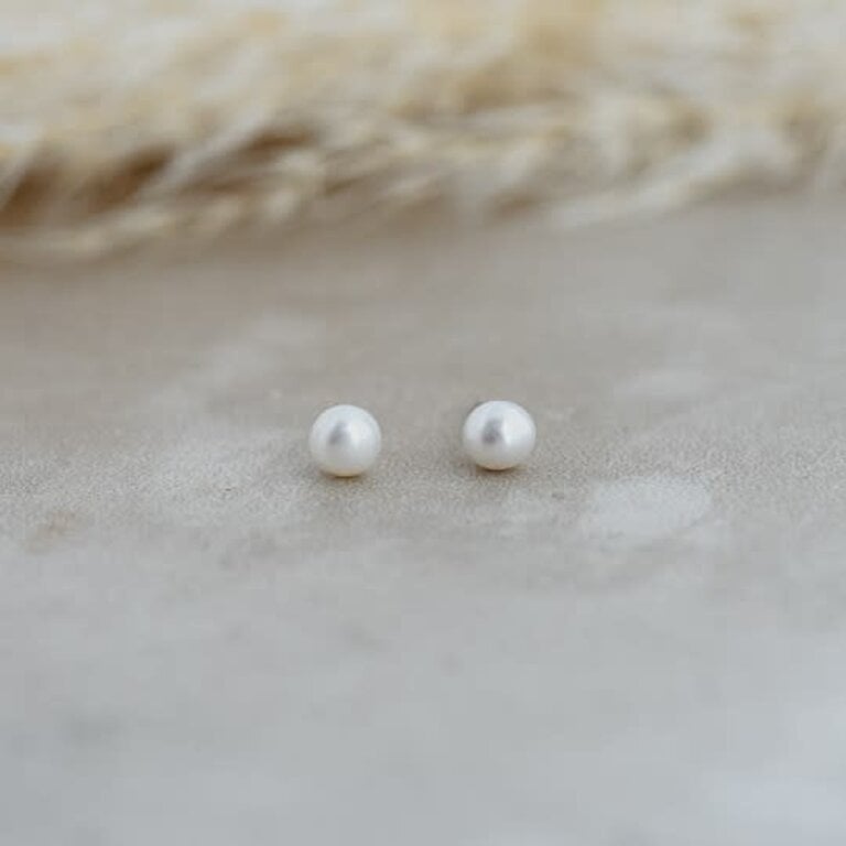 Glee Jewelry Silver plated baby white pearl stud