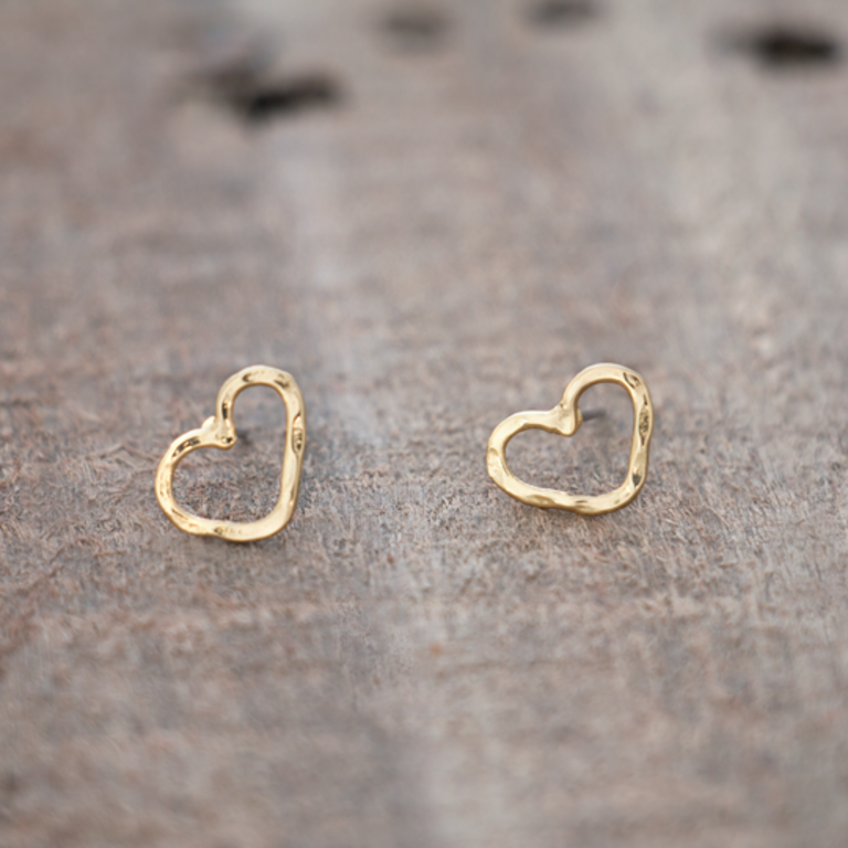 Glee Jewelry Gold plated Amore heart studs