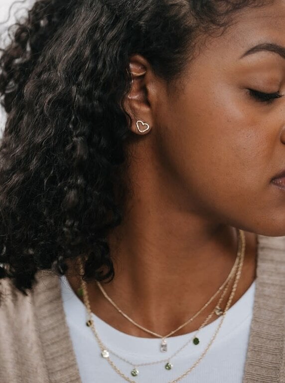 Glee Jewelry Gold plated Amore heart studs