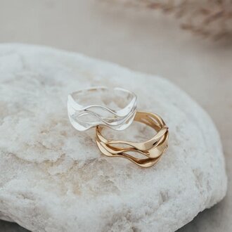 Glee Jewelry Silver plated Ripple ring