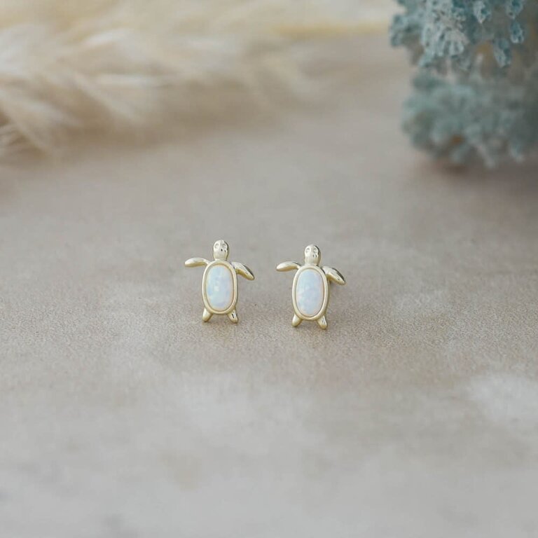 Glee Jewelry Gold plated Maui turtle opalite studs