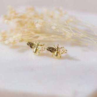 Glee Jewelry Gold plated Bee Love studs