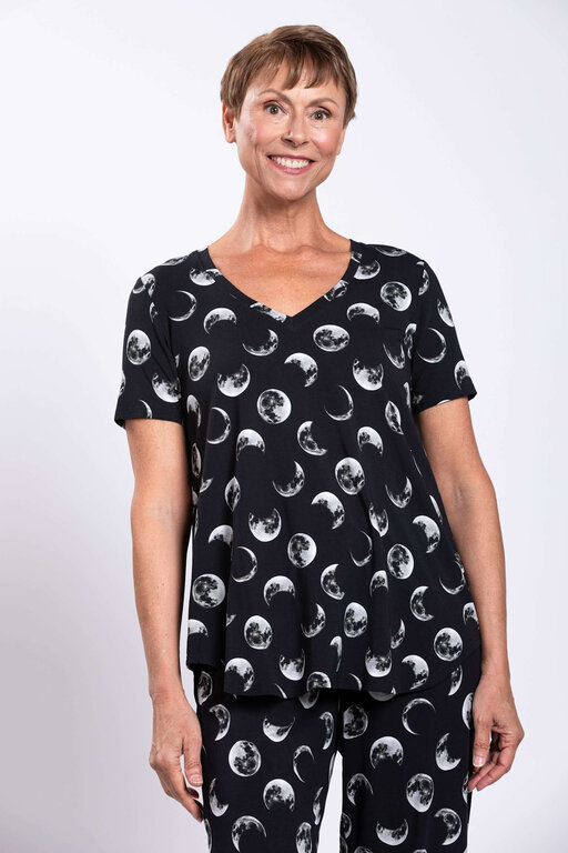 Blue Sky Jackie short sleeve top, Moonstruck, Bamboo