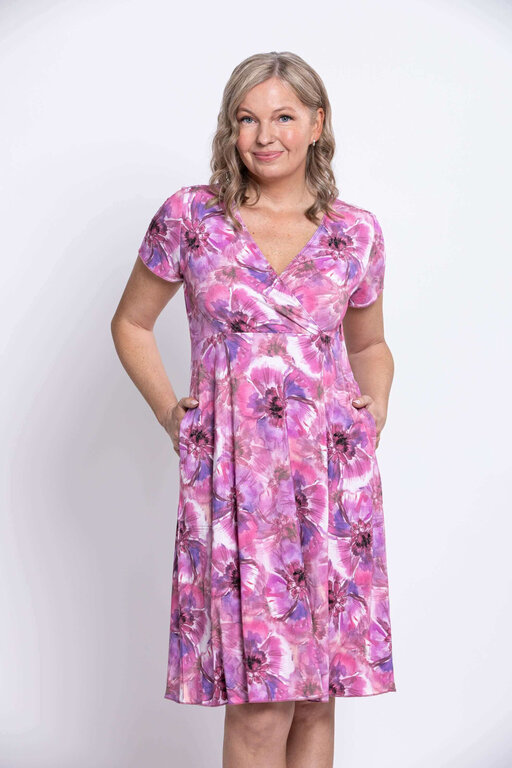Blue Sky Aurora dress, Royale Cardiff pink floral