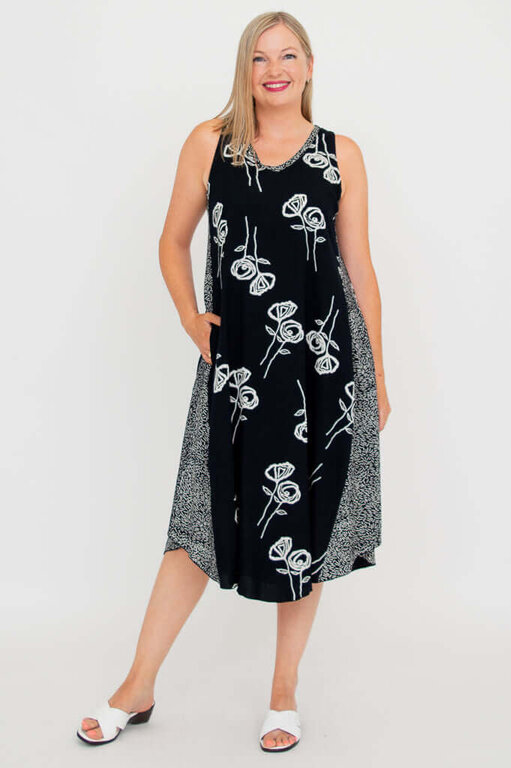 Blue Sky B&W Ari dress, Fleur print