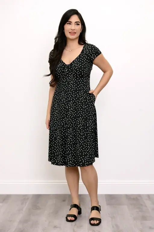 Blue Sky Black polka dot Lavon dress,