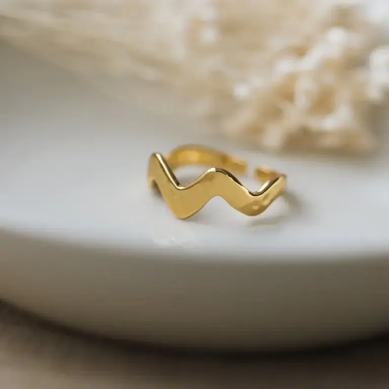 Wild Abandon Gold plated adjustable Mellow Wave ring