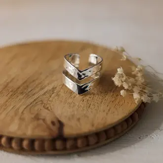 Wild Abandon Silver plated adjustable Soulmate ring