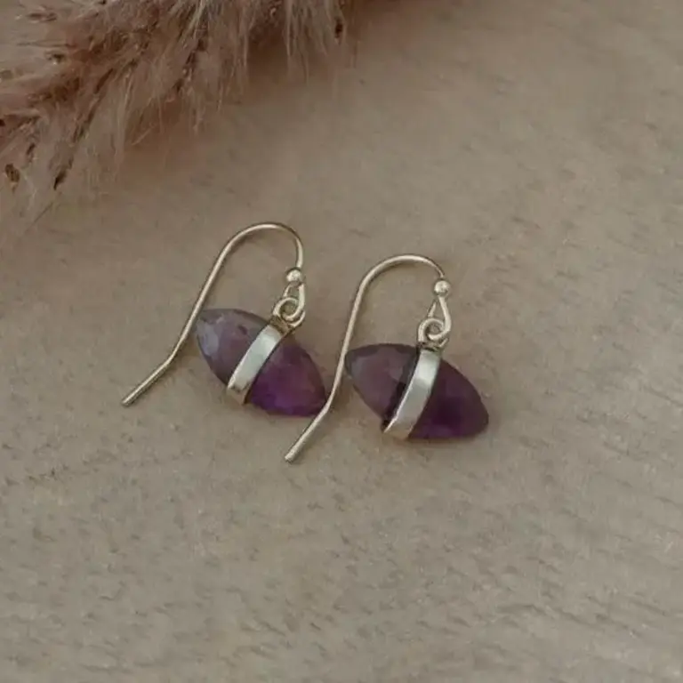 Wild Abandon Wild Abandon gold plated Cat Eye earrings / amethyst