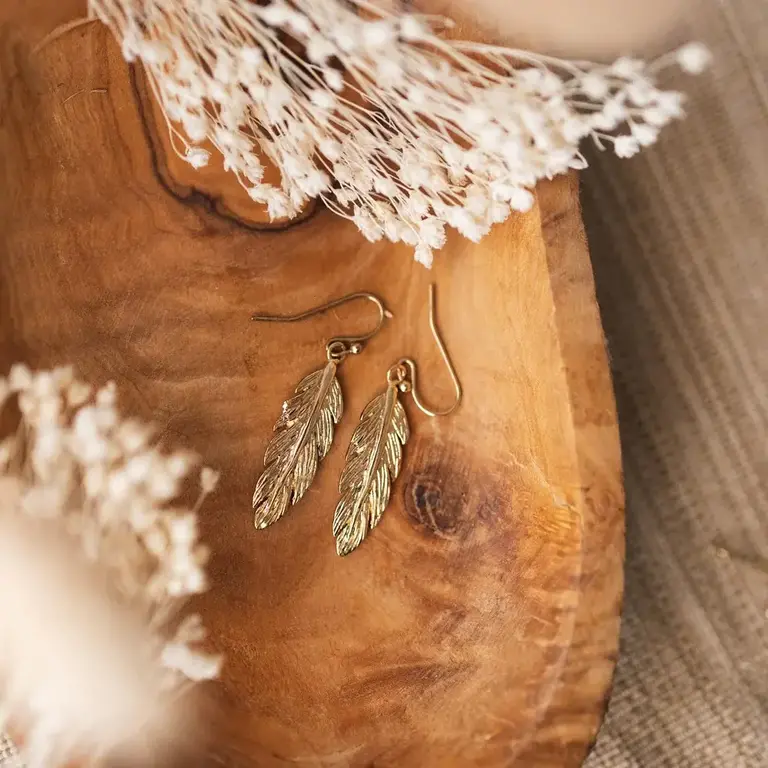 Wild Abandon Gold plated Feather earrings