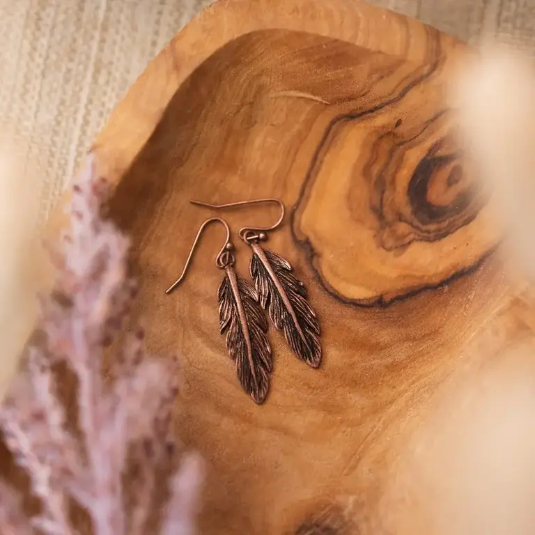 Wild Abandon Wild Abandon copper plated Feather earrings