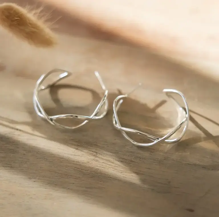 Wild Abandon Silver plated Interlace hoops