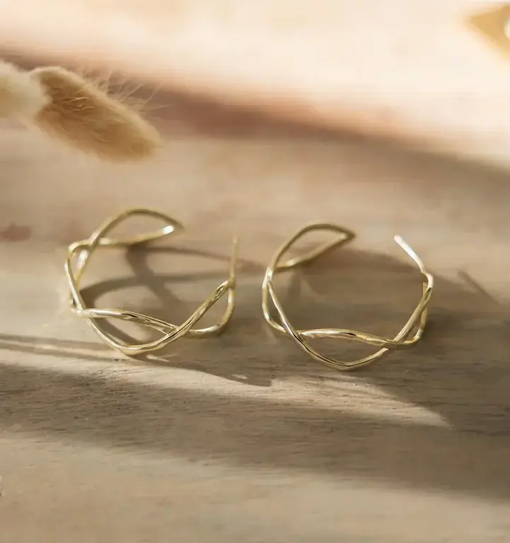 Wild Abandon Gold plated Interlace hoops