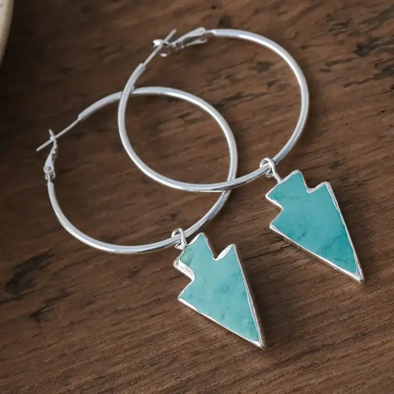 Wild Abandon Silver plated Renegade hoops / turquoise