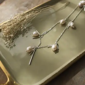 Wild Abandon Silver plated Mardi Gras necklace / white pearl