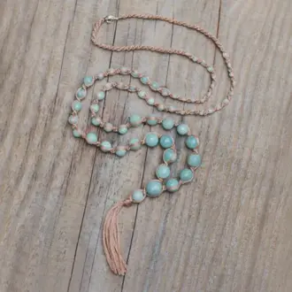 Wild Abandon Satya necklace / tan / aqua