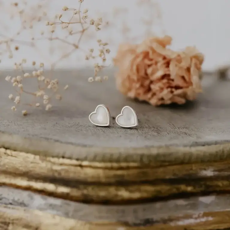 Wild Abandon Silver plated Heart of Stone studs mother of pearl
