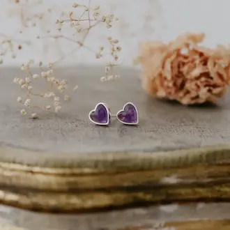 Wild Abandon Silver plated Heart of Stone studs amethyst