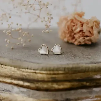 Wild Abandon Gold plated Heart of Stone studs mother of pearl
