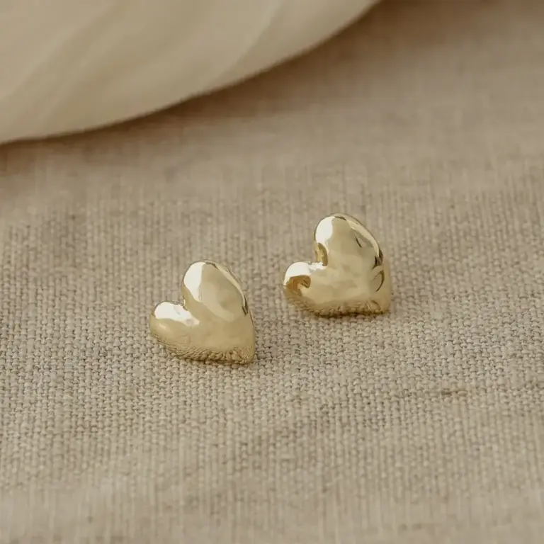 Wild Abandon Gold plated Huge Heart studs