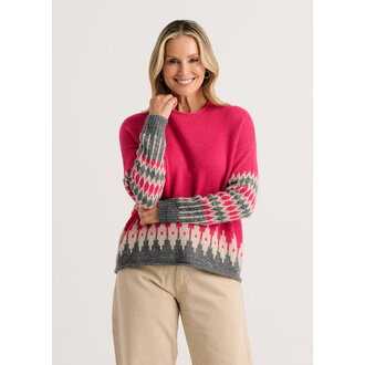 Zacket & Plover Fuchsia Jacquard sweater cotton/cashmere,