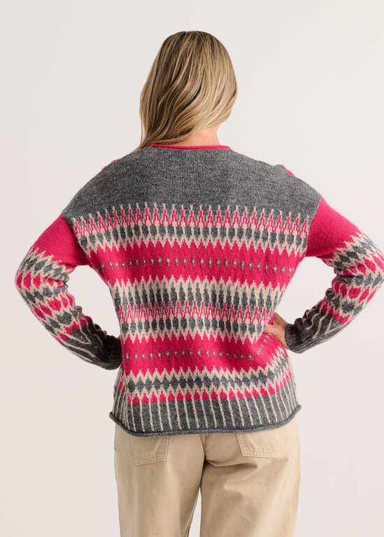 Zacket & Plover Fuchsia Jacquard sweater cotton/cashmere,