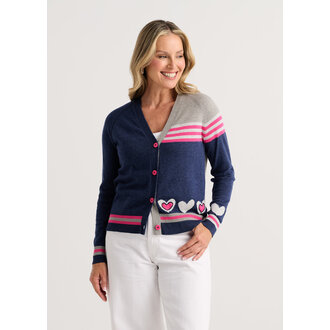 Zacket & Plover Denim hearts cardigan cotton/cashmere,