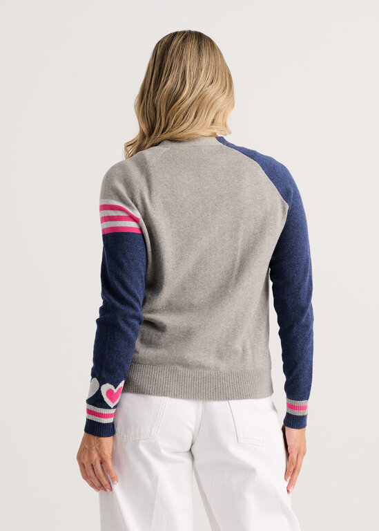Zacket & Plover Denim hearts cardigan cotton/cashmere,
