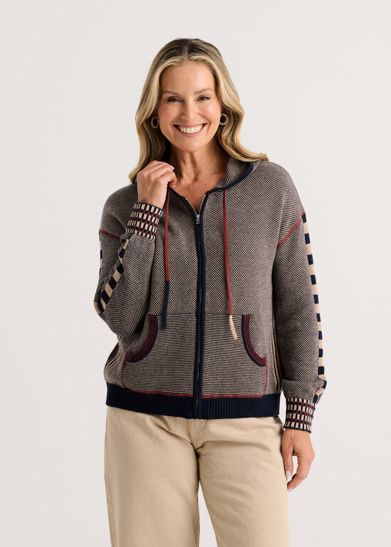 Zacket & Plover Dark Denim Birdseye hoodie cotton/cashmere,