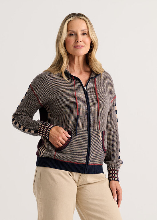 Zacket & Plover Dark Denim Birdseye hoodie cotton/cashmere,
