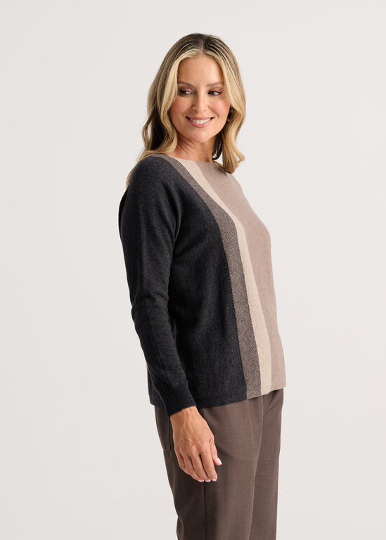 Zacket & Plover Walnut Vertical line sweater cotton/cashmere,