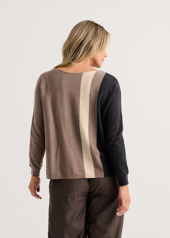 Zacket & Plover Walnut Vertical line sweater cotton/cashmere,