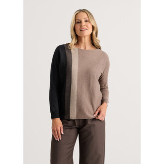 Zacket & Plover Walnut Vertical line sweater cotton/cashmere,