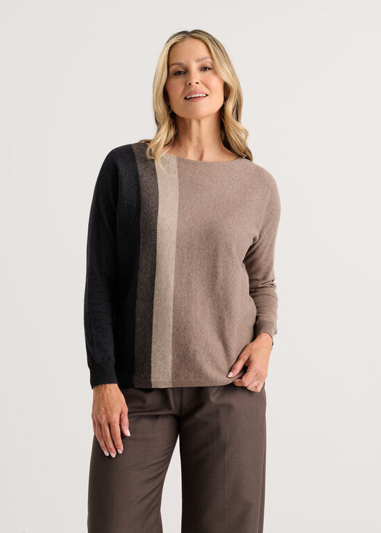 Zacket & Plover Walnut Vertical line sweater cotton/cashmere,