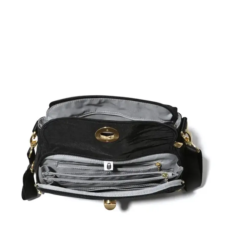 Baggallini Calais Crossbody bag, Black with gold hardware
