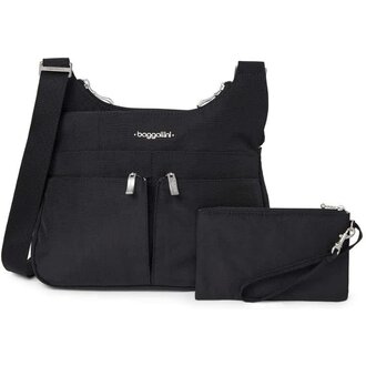 Baggallini Cross Over Crossbody, BLACK