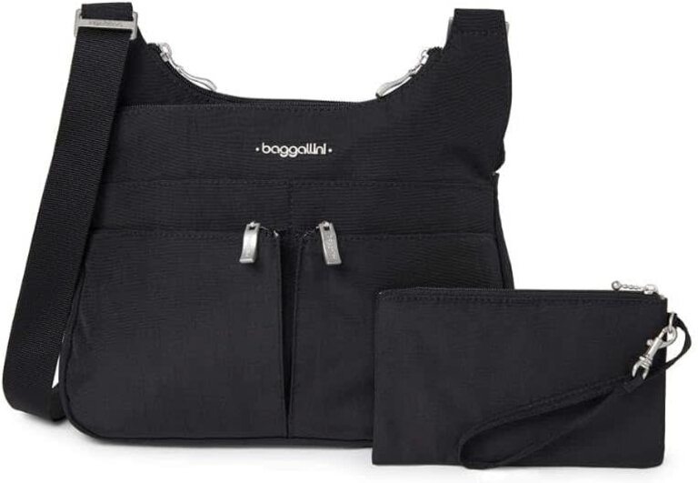 Baggallini Cross Over Crossbody, BLACK