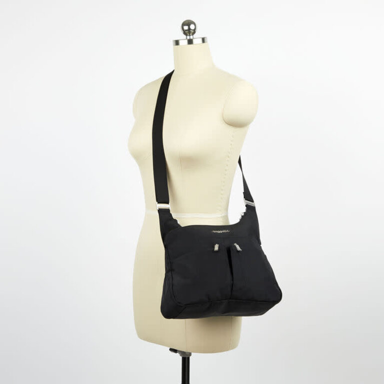 Baggallini Cross Over Crossbody, BLACK