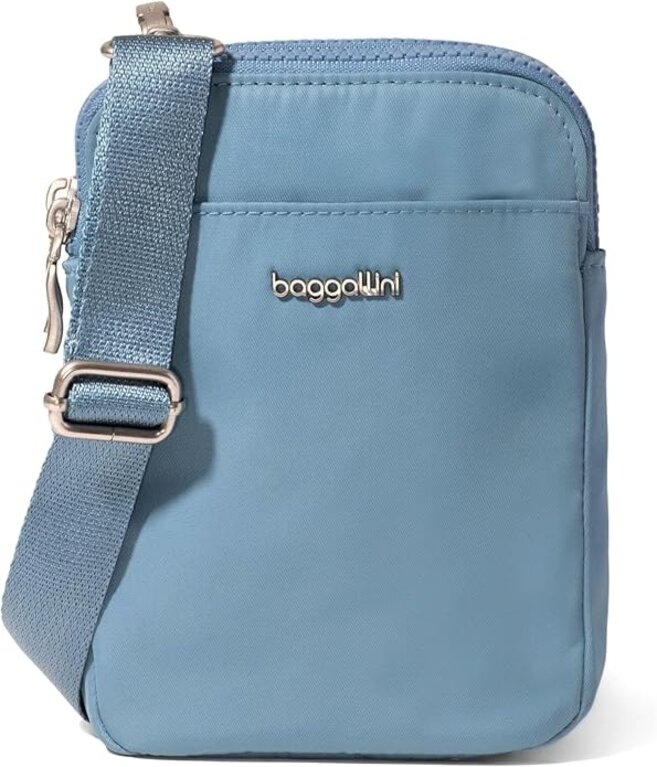 Baggallini Modern Take Two RFID Crossbody, Cornflower blue twill