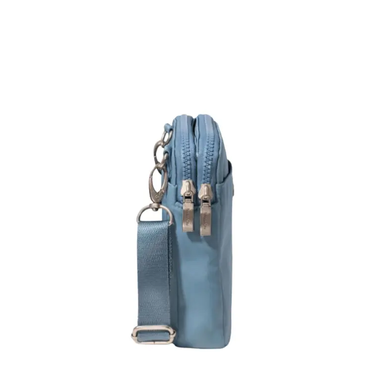 Baggallini Modern Take Two RFID Crossbody, Cornflower blue twill