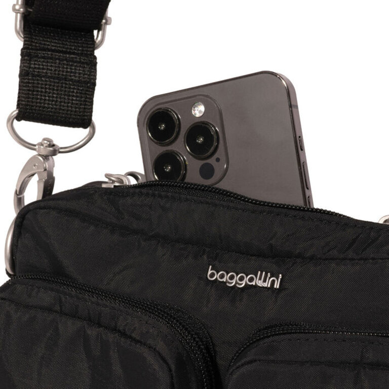 Baggallini Securtex Treasure crossbody, BLACK