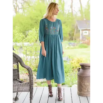 April Cornell Wildflower cotton dress, teal