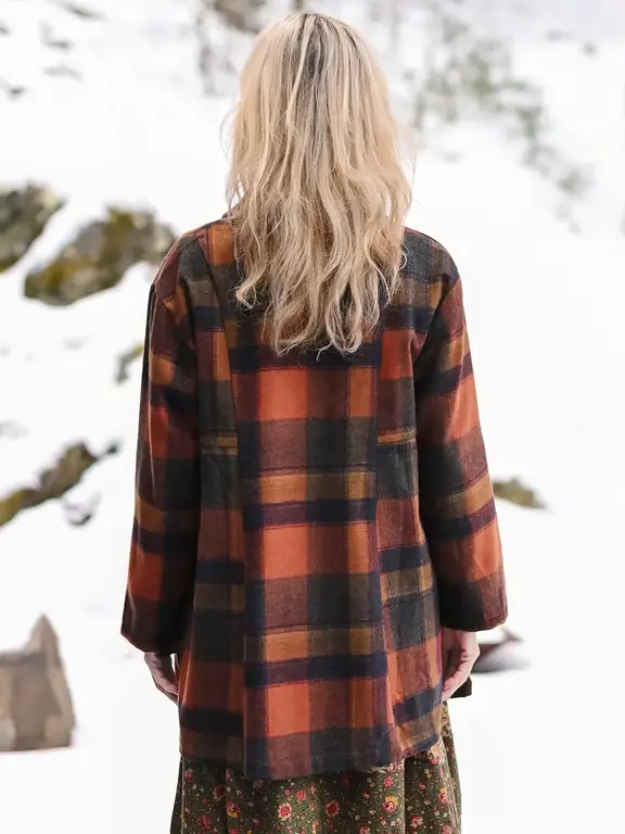 April Cornell Cabin plaid jacket, rust multi