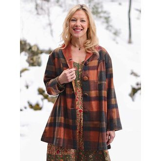 April Cornell Cabin plaid jacket, rust multi